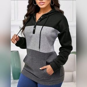 Color Block Hooded Sweatshirt